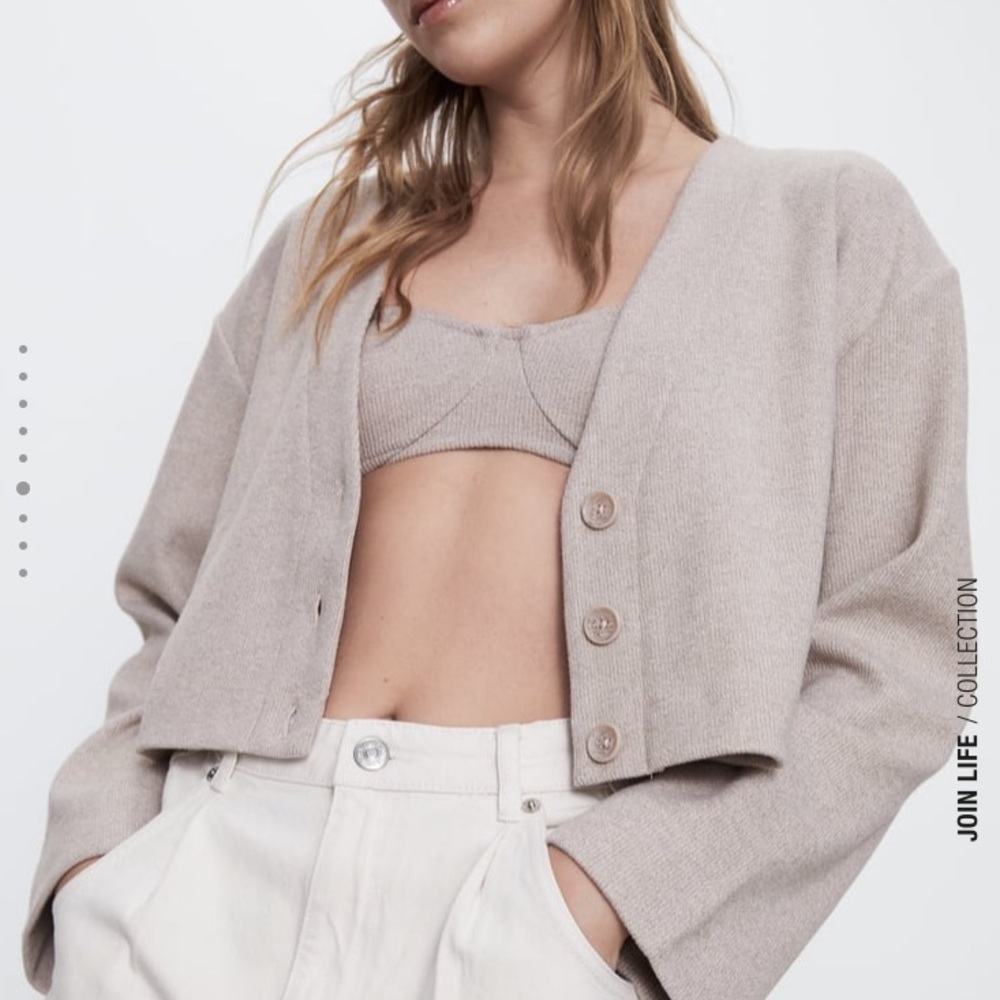 NWT Trendy Zara Cardigan Sweater and Bra Top Set